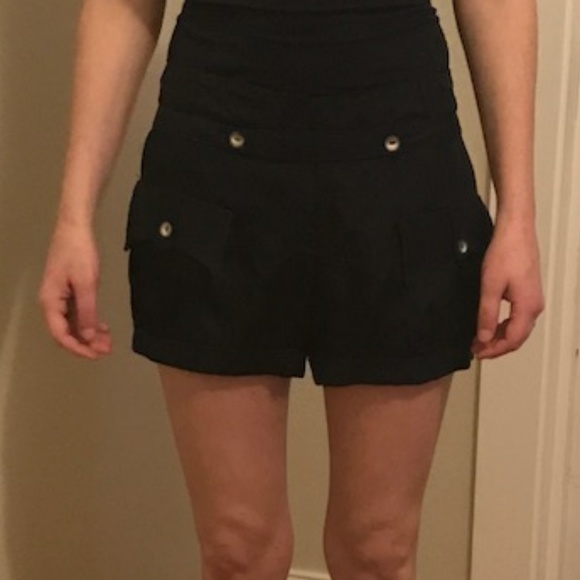 Mayle Mid Rise Dress Shorts with Buttons - Picture 1 of 4